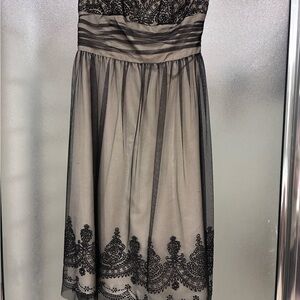 David's Bridal Black and Cream Strapless Dress